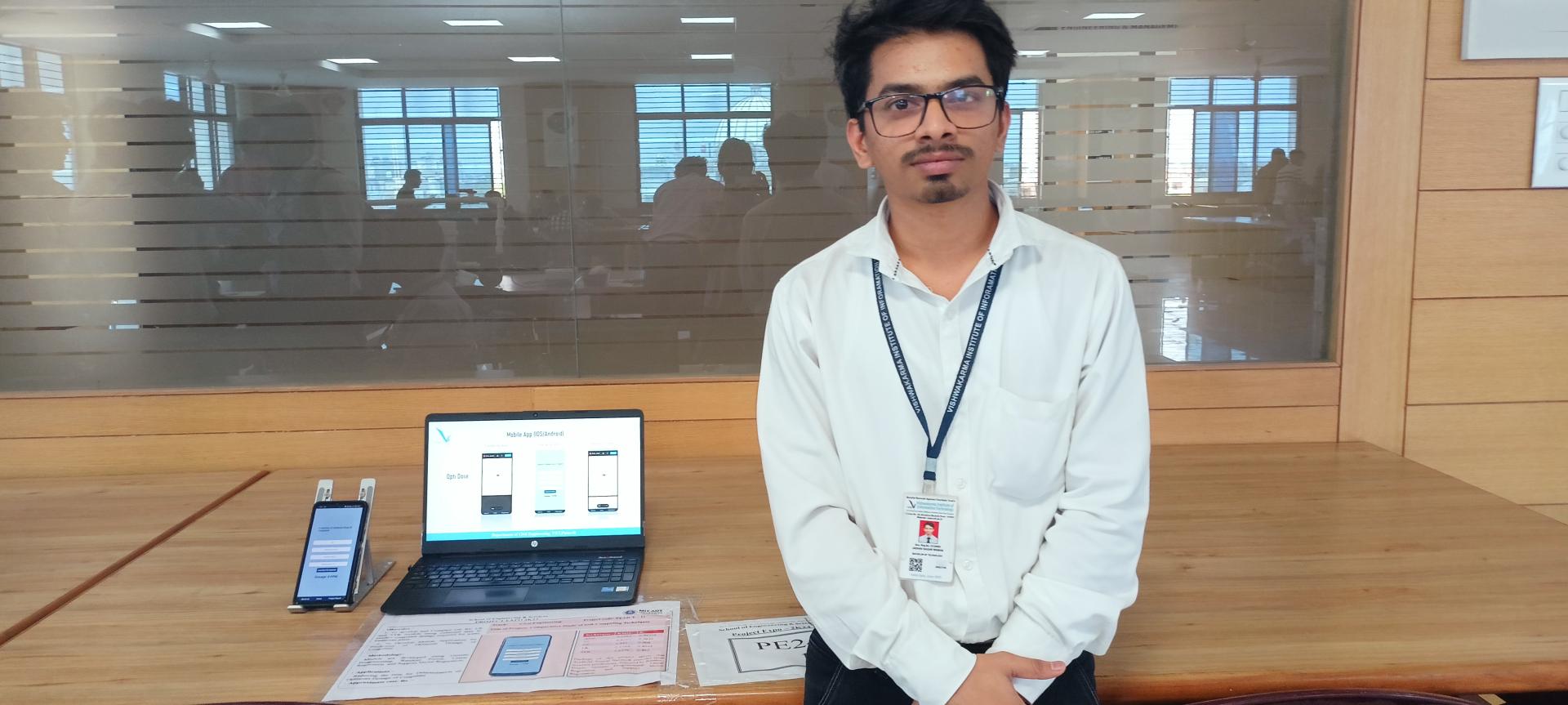 Sagar W. Jadhav presenting a technical project at Project Expo 2024